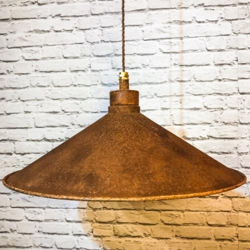 Large statement rusted metal pendant light 500mm wide